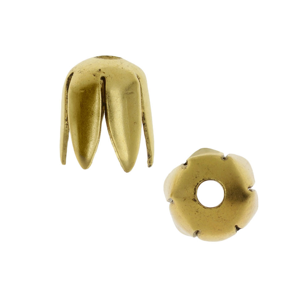 Nunn Design Bead Caps, Flower Petal 8mm, Antiqued Gold (2 Pieces)