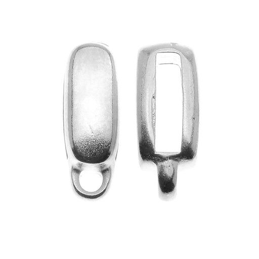 Antiqued Silver Rectangle Charm Spacer W/ Loop For Regaliz 10mm Flat Cork Cord