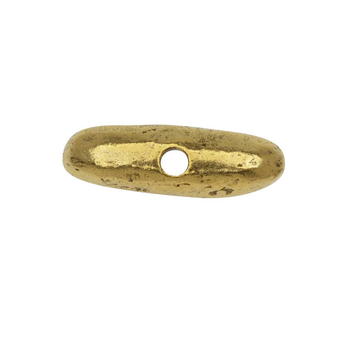 Metal Bead, Organic Tube 6x17mm, Antiqued Gold, by Nunn Design (1 Piece)