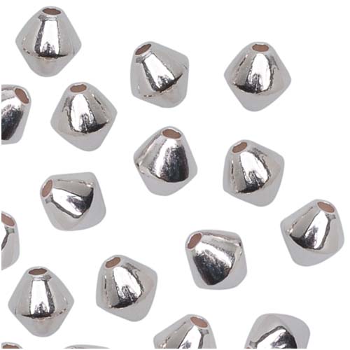 Bright Silver Plated Bicone Beads 4mm (100 pcs)