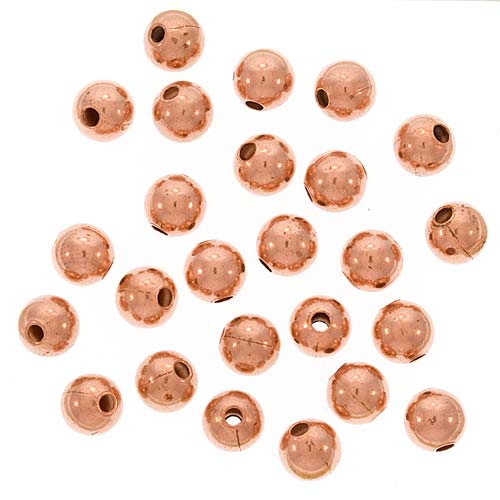 Real Copper Uniform Round Beads 6 mm (25 pcs)