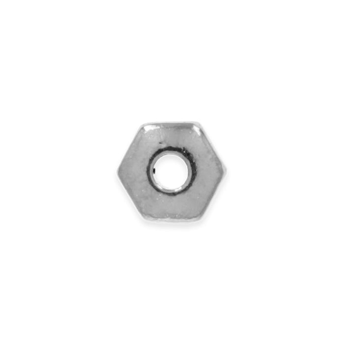 Metal Bead, Hexagon Heishi Spacer 4mm, White Bronze Plated, by TierraCast (50 Pieces)