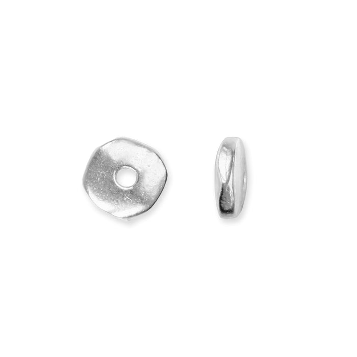 Metal Bead, Nugget Heishi Spacer 7mm, White Bronze Plated, by TierraCast (10 Pieces)