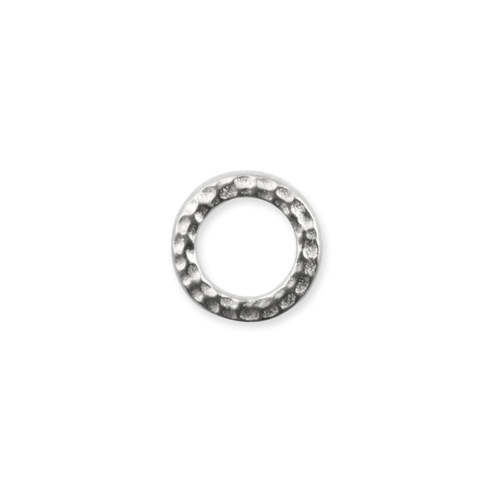Connector Link, Hammered Ring 9mm, White Bronze Plated, by TierraCast (4 Pieces)