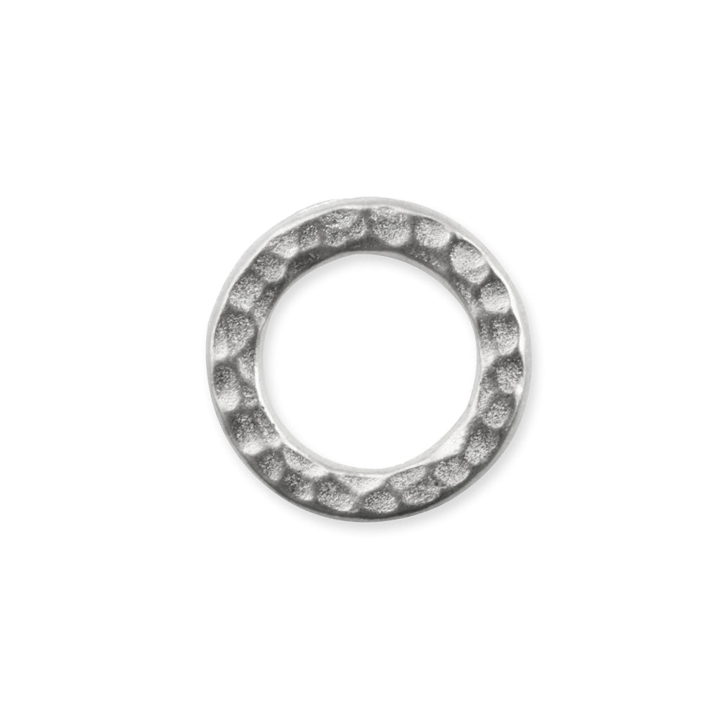 Connector Link, Hammered Ring 13mm, White Bronze Plated, by TierraCast (4 Pieces)