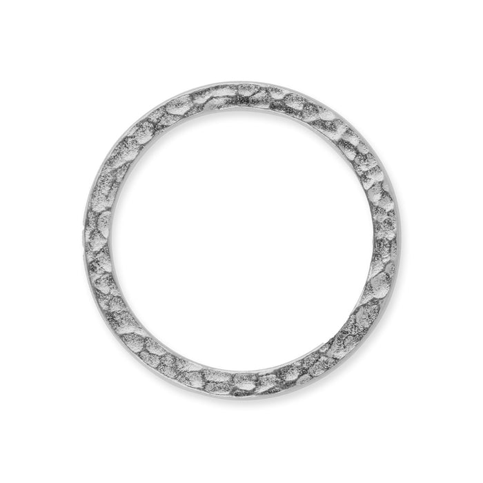 Connector Link, Hammered Ring 25mm, White Bronze Plated, by TierraCast (2 Pieces)