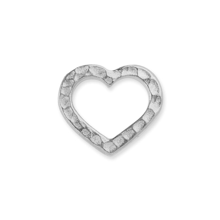 Connector Link, Hammered Heart 14mm, White Bronze Plated, by TierraCast (2 Pieces)