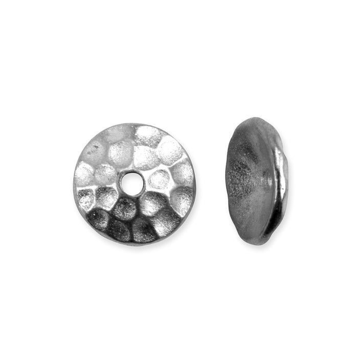 Bead Cap, Hammered Round 7.5mm, White Bronze Plated, by TierraCast (2 Pieces)