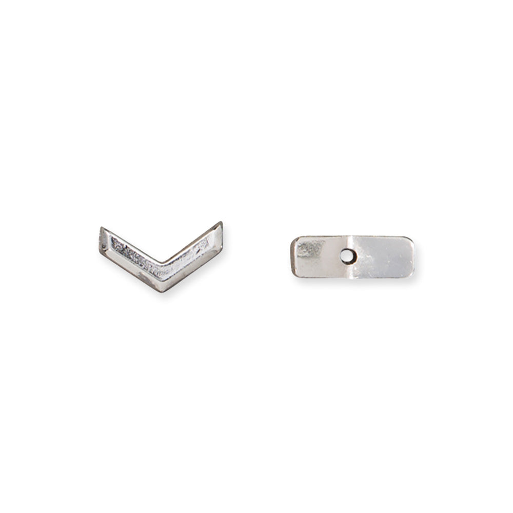 Metal Bead, Chevron Design 5.5x10mm, White Bronze Plated, by TierraCast (2 Pieces)