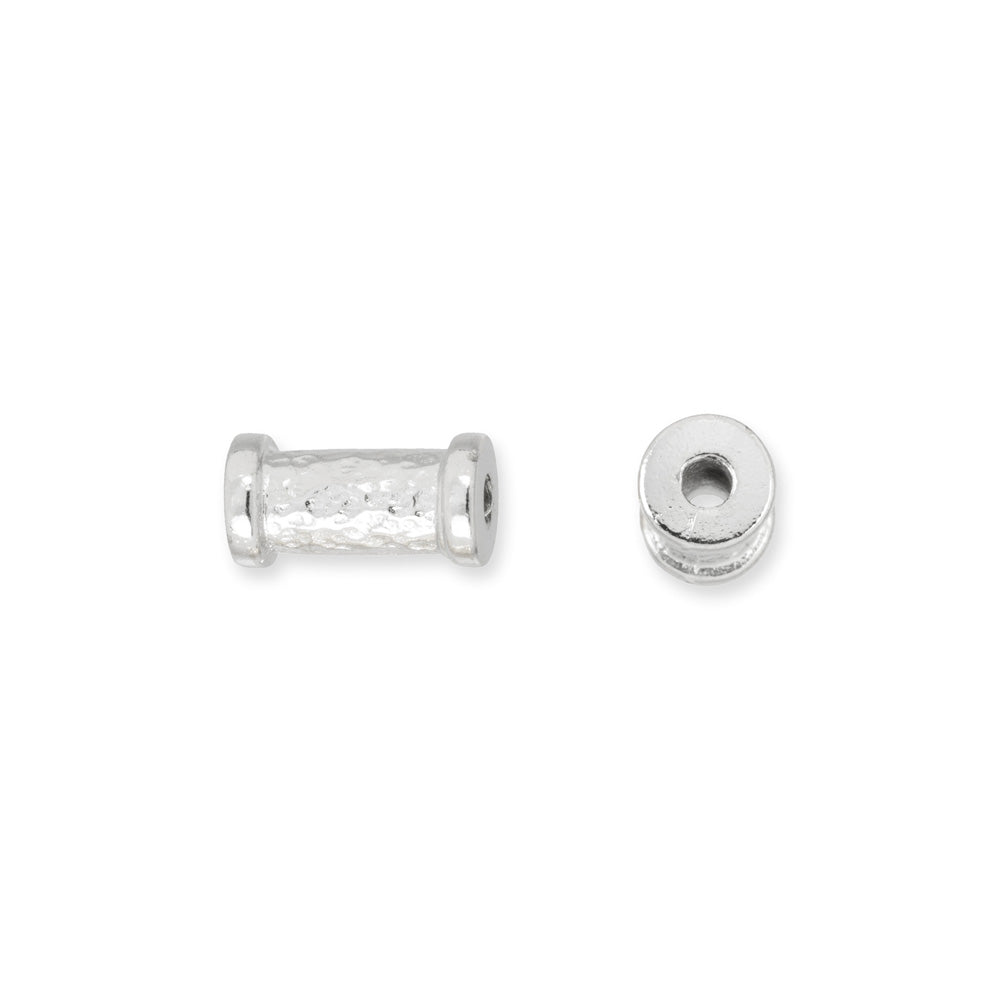 Metal Bead, Hammered Tube 5.5x10.8mm, White Bronze Plated, by TierraCast (2 Pieces)