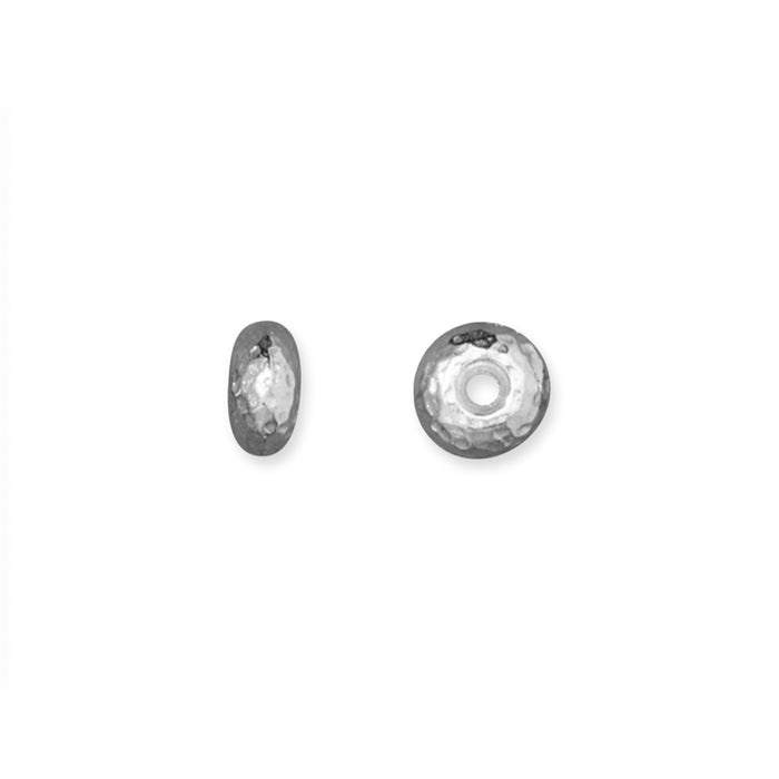 Metal Bead, Hammertone Rondelle 3.5x7mm, White Bronze Plated, by TierraCast (2 Pieces)