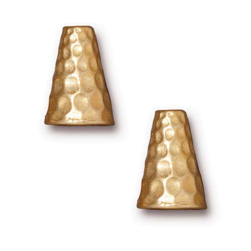 TierraCast 22K Gold Plated Pewter Hammertone Tall Cone Strand Reducer Beads 12.8mm (2 Pieces)