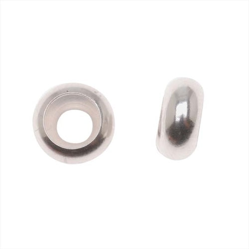 Sterling Silver Rondelle Smart Bead Spacer Stoppers - Fits European Style Bracelets 8x3.5mm (2 Pieces)