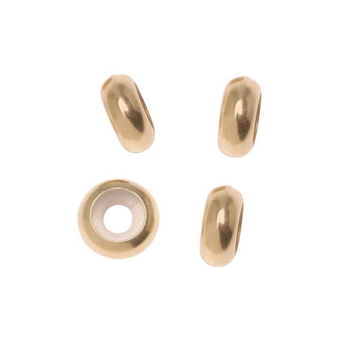 14K Gold FIlled Rondelle Smart Bead Spacer Stoppers For Large Hole Bracelets 7x2.7mm (4 pcs)