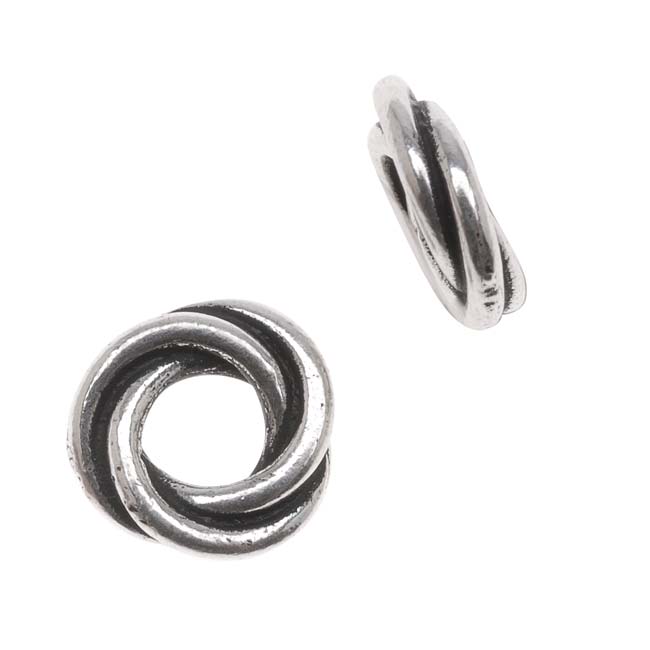 TierraCast Silver Plated Lead-Free Pewter Love Knot Triple Twist Spacer Beads 8mm (2 Pieces)