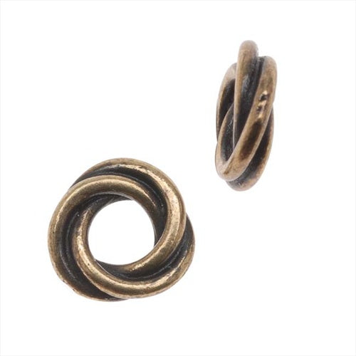 TierraCast Brass Oxide Finish Lead-Free Pewter Love Knot Triple Twist Spacer Beads 8mm (2 Pieces)