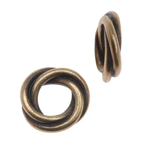 TierraCast Brass Oxide Finish Lead-Free Pewter Love Knot Triple Twist Spacer Beads 10mm (2 Pieces)