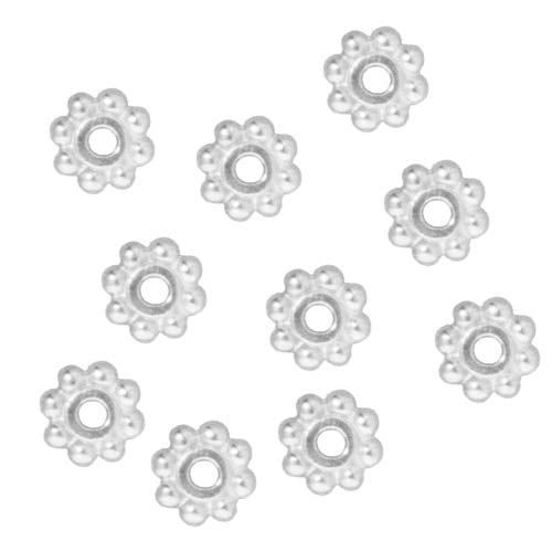 TierraCast Fine Bright Silver Plated Pewter Daisy Spacer Beads 6mm (10 Pieces)