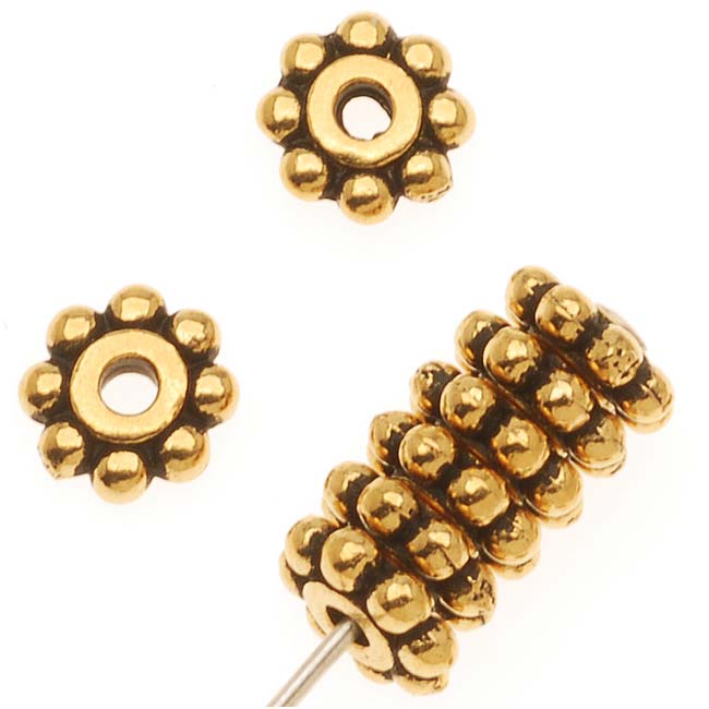 TierraCast 22K Gold Plated Pewter Daisy Spacer Beads 6mm (10 Pieces)