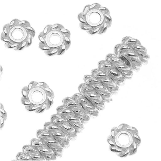 TierraCast Bright Silver Plated Pewter Twist Edge Spacer Beads 4mm (50 Pieces)