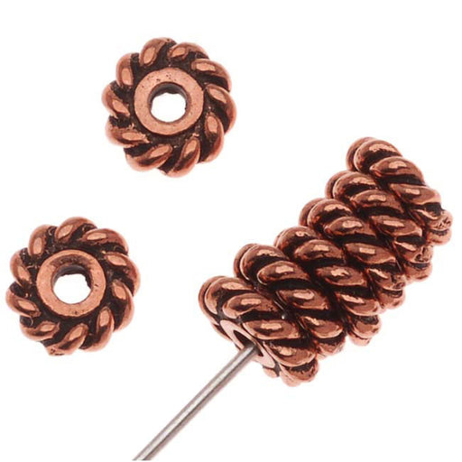 TierraCast Copper Plated Pewter Twist Edge Spacer Beads 6mm (10 Pieces)