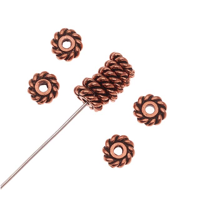 TierraCast Copper Plated Pewter Twist Edge Spacer Beads 6mm (10 Pieces)