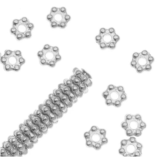 TierraCast Fine Bright Silver Plated Pewter Daisy Spacer Beads 3mm (50 Pieces)