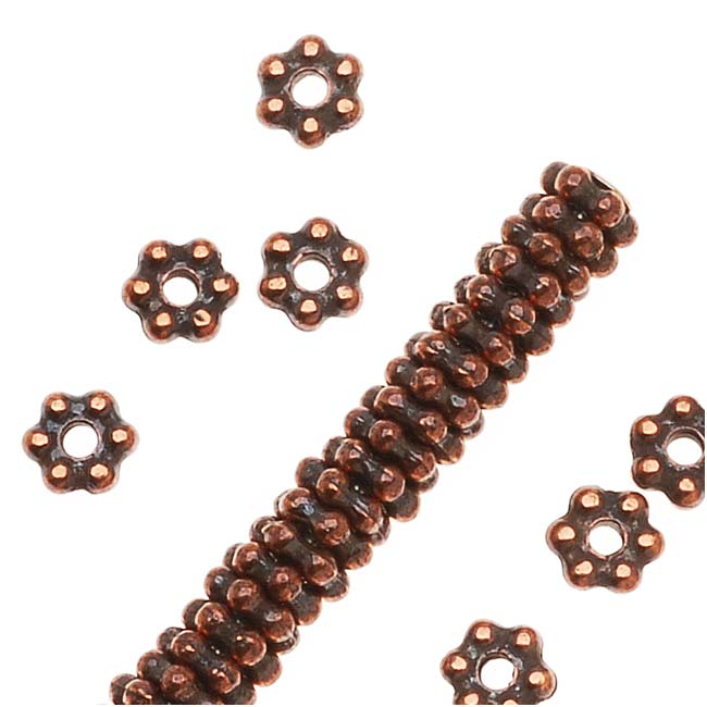 TierraCast Antique Copper Plated Pewter Daisy Spacer Beads 3mm (50