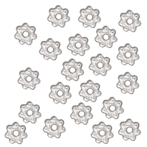 TierraCast Bright Silver Plated Pewter Daisy Spacer Beads 5mm (50 Pieces)
