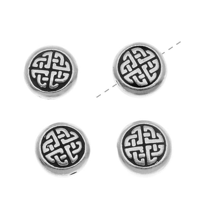 TierraCast Fine Silver Plated Pewter Round Celtic Knot Beads 10mm (4 Pieces)