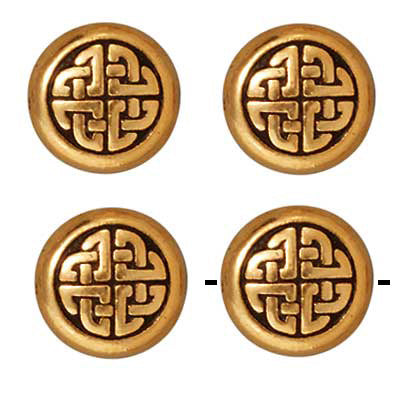 TierraCast Real 22K Gold Plated Pewter Round Celtic Knot Beads 10mm (4 Pieces)