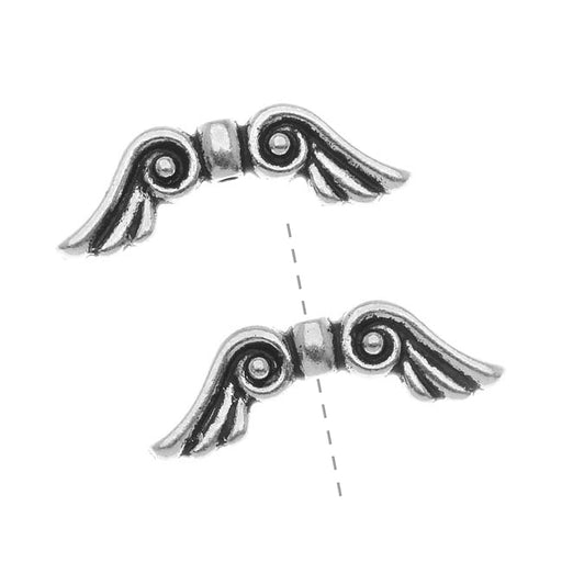 TierraCast Fine Silver Plated Pewter Angel Wing Beads 21mm (2 Pieces)