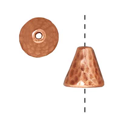 TierraCast Copper Plated Pewter Hammered Cone Bead Caps 8mm (2 Pieces)