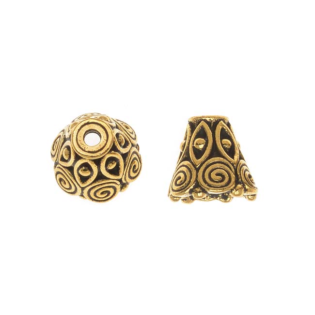 TierraCast 22K Gold Plated Pewter "Spiral" Cone Bead Caps 8.5mm (2 Pieces)