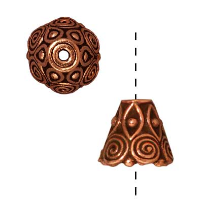 TierraCast Copper Plated Pewter Spiral Cone Bead Caps 8.5mm (2 Pieces)