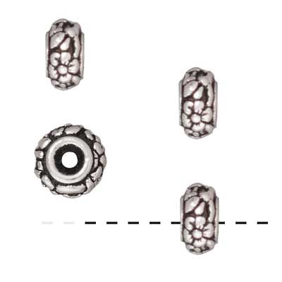 TierraCast Fine Silver Plated Pewter Meadow Rondelle Beads 6.5mm (4 pcs)