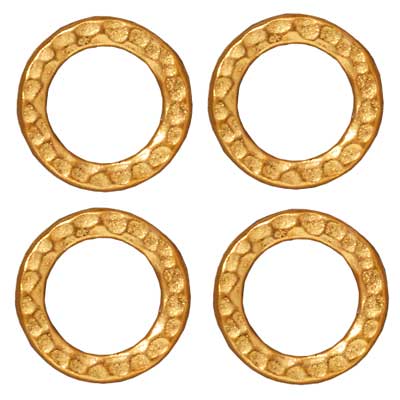 TierraCast Real 22K Gold Plated Pewter Round 13mm Connector Link Ring (4 Pieces)