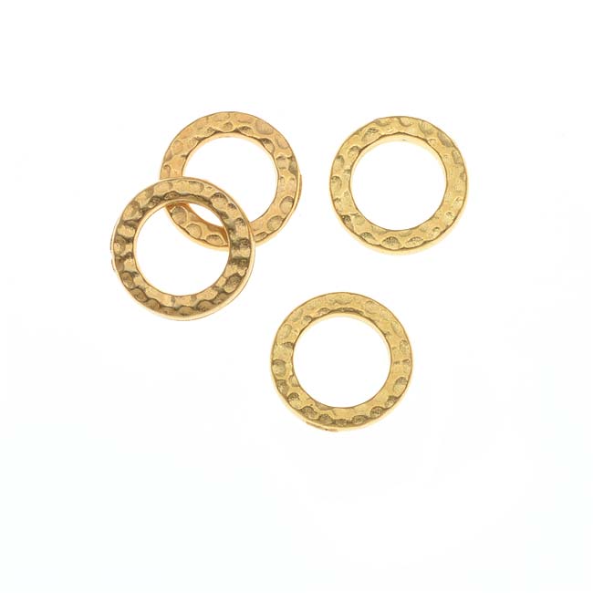 TierraCast Real 22K Gold Plated Pewter Round 9mm Connector Link Ring (4 Pieces)