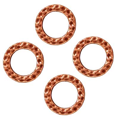 TierraCast Copper Plated Pewter Round 9mm Connector Link Ring (4 Pieces)