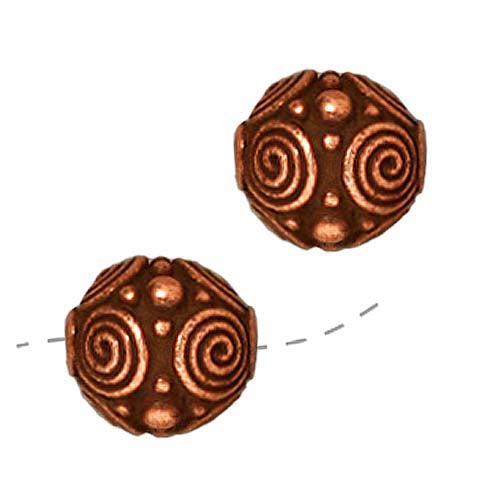 TierraCast Copper Plated Pewter Round Spiral Beads 7.5mm (2 Pieces)