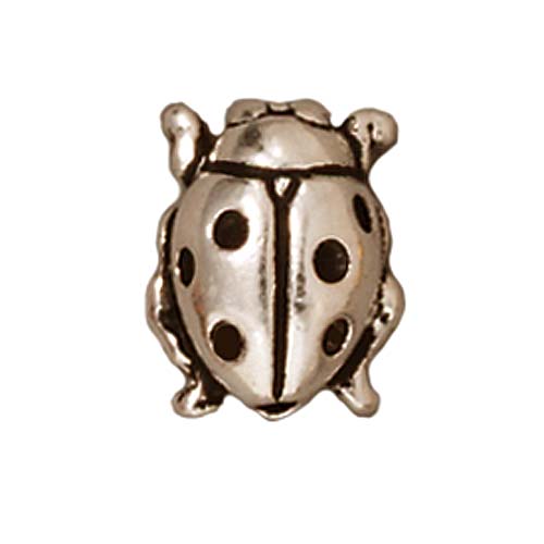 TierraCast Fine Silver Plated Pewter Ladybug Beads 10mm (2 Pieces)