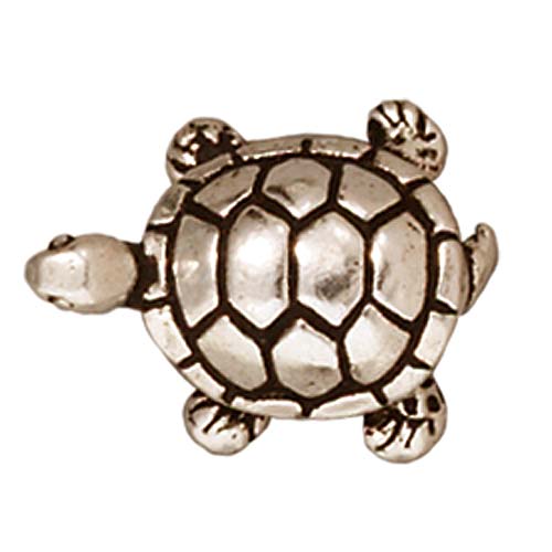 TierraCast Fine Silver Plated Pewter Turtle Beads 15mm (2 Pieces)