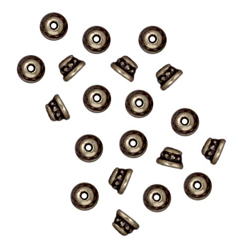 TierraCast Brass Oxide Finish Pewter "Beaded" Bead Caps 4mm (20 Pieces)