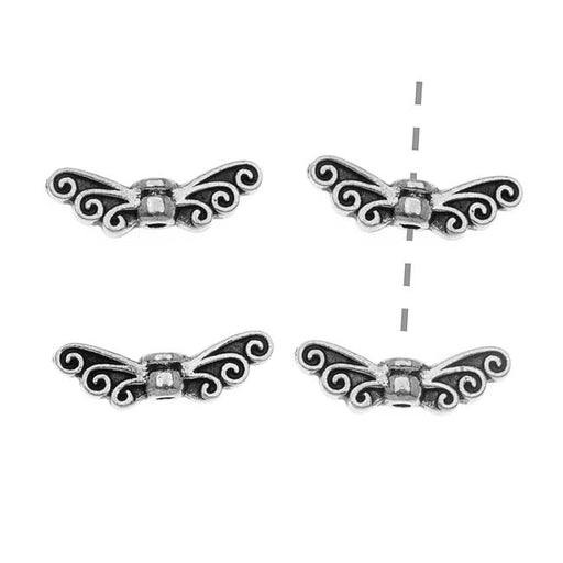 TierraCast Fine Silver Plated Pewter Fairy Wing Beads 13.8mm (4 Pieces)