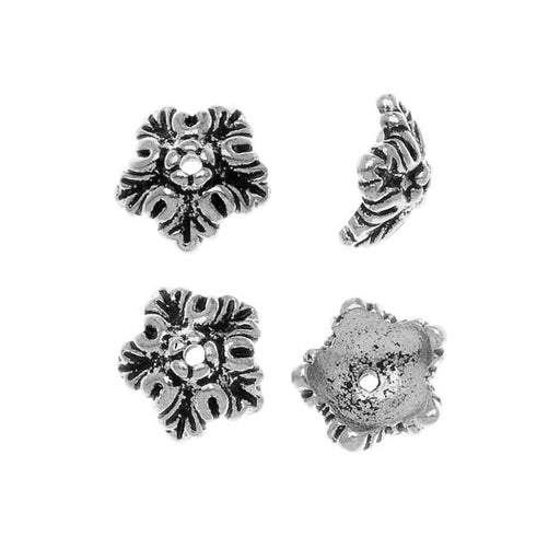 TierraCast Fine Silver Plated Pewter 'Oak Leaf' Bead Caps 9mm (4 Pieces)