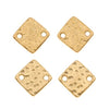 TierraCast 22K Gold Plated Pewter 12mm Hammered Square Connectors (4 Pieces)