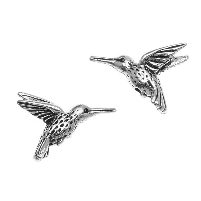 TierraCast Fine Silver Plated Pewter Hummingbird Beads 13mm (2 Pieces)