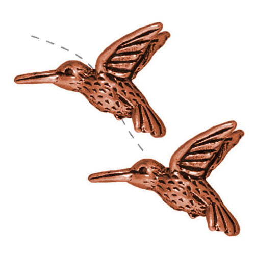 TierraCast Copper Plated Pewter Hummingbird Beads 13mm (2 Pieces)