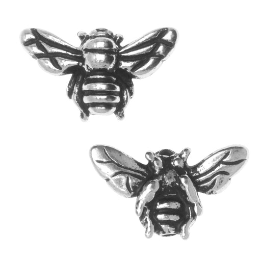 Metal Bead, Honey Bee 9.5mm, Antiqued Silver Plated, By TierraCast (2 Pieces)