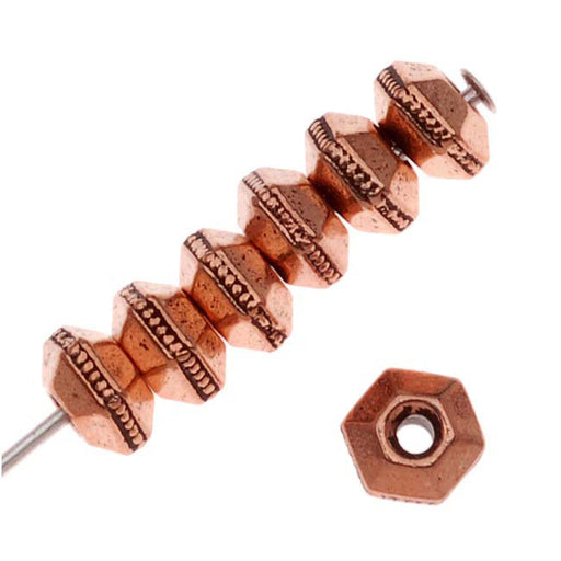 TierraCast Copper Plated Pewter Hexagon Rondelle Beads 5mm (10 Pieces)